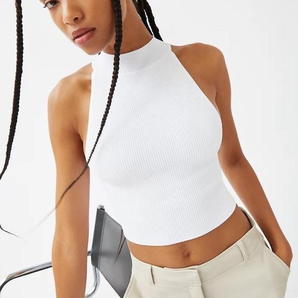 Aritzia Babaton Sculpt Knit Mockneck Halter Top